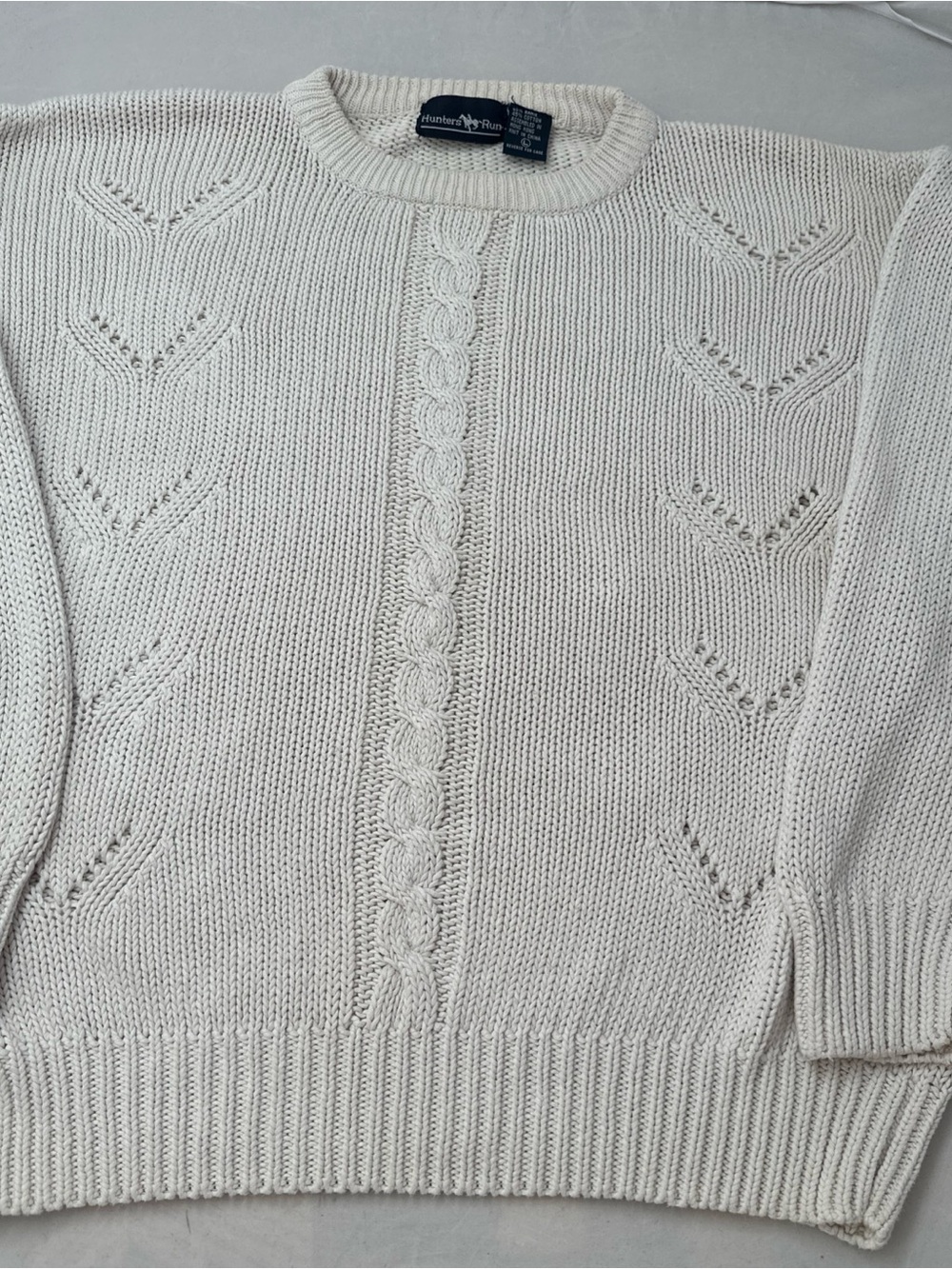 Vintage Hunters Run Women's Cream Cable-Knit Sweater